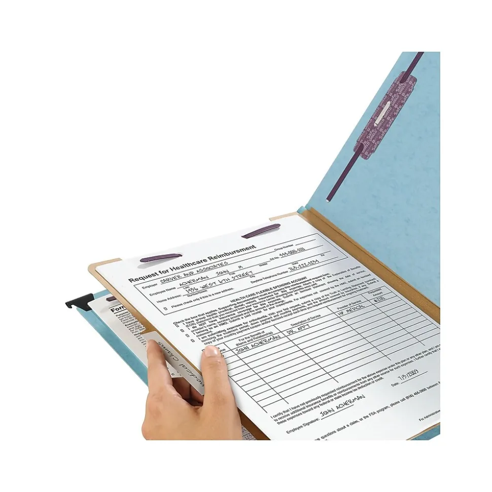 Smead SafeSHIELD Pressboard Hanging File Folder, 2" Expansion, 2/5-Cut Tab, Letter Size, Blue (65105)