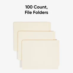 Smead Shelf-Master Recycled End Tab File Folder, Straight Cut, Letter Size, Manila, 100/Box (24111)