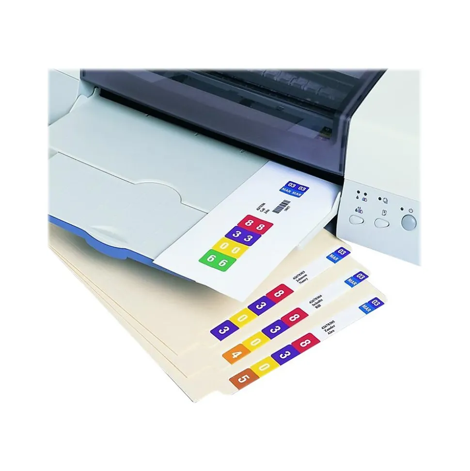 Smead Smartstrip ColorBar WaterGuard Inkjet File Folder Labels, 1 1/2" x 7 1/2", White, 250/Pack (66006)