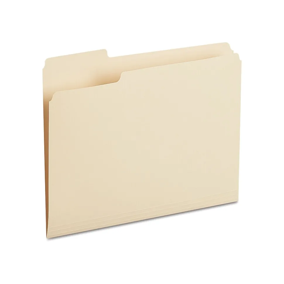 Staples 30% Recycled File Folders, 1/3-Cut Tab, Left Position, Letter Size, Manila, 100/Box (ST116749/116749)