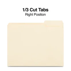 Staples 30% Recycled File Folders, 1/3-Cut Tab, Right Position, Letter Size, Manila, 100/Box (ST116822/116822)