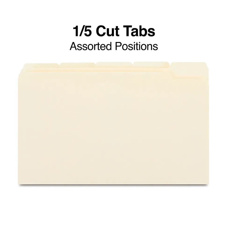 Staples 30% Recycled File Folder, 1/5 Cut, Legal Size, Manila, 100/Box (ST163378/163378)
