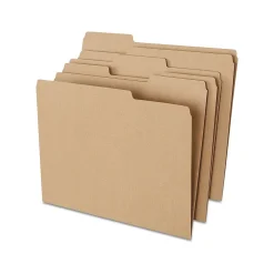 Staples 100% Recycled File Folder, 1/3-Cut Tab, Letter Size, Kraft, 100/Box (ST756044-CC)