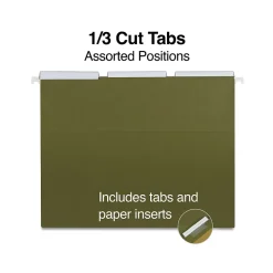 Staples® 95% Recycled Hanging File Folders, 1/3-Cut Tab, Letter Size, Standard Green, 25/Box (ST116806/116806)