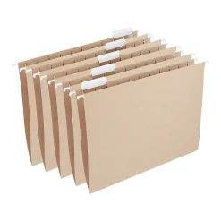 Staples® 100% Recycled Hanging File Folders, 5-Tab Letter, Natural Brown, 25/Box (TR75601-US)
