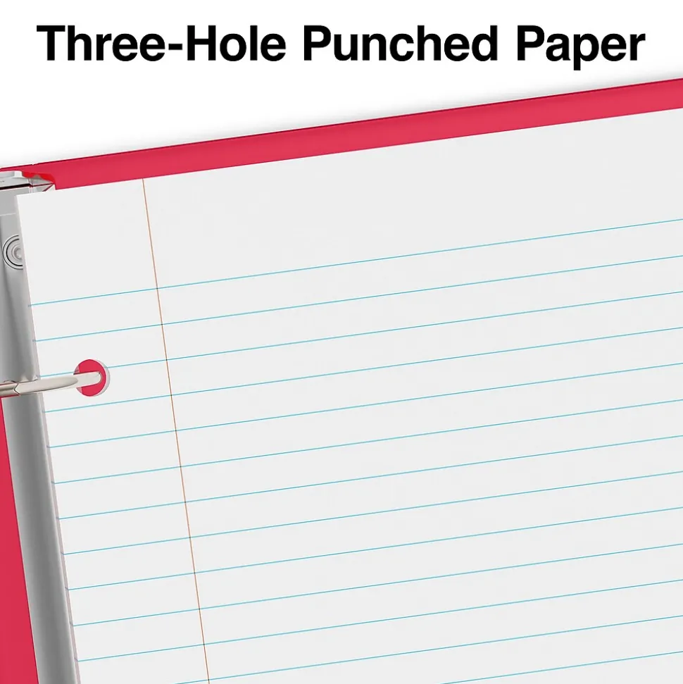 Staples® College Ruled Filler Paper, 5.5" x 8.5", 3-Hole Punched, White, 100 Sheets/Pack (ST12301D)