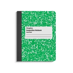Staples® Composition Notebooks, 7.5" x 9.75", Graph Ruled, 80 Sheets, Green/White (ST55068C)