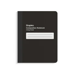 Staples Composition Notebook, 7.5" x 9.75", College Ruled, 80 Sheets, Black, 4/Pack (ST58293)