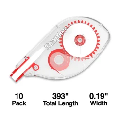 Staples Correction Tape, White, 10/Pack (ST59820)