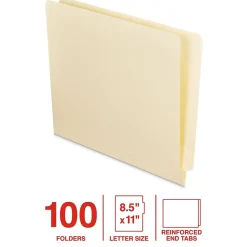 Staples End Tab File Folder, Straight Cut, Letter Size, Manila, 100/Box (ST62570)