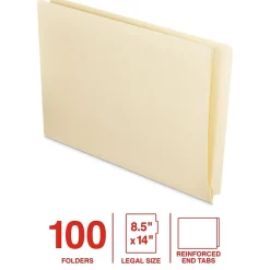 Staples End Tab File Folder, Straight Cut, Legal Size, , Manila, Reinforced Tab, 100/Box (ST62571)