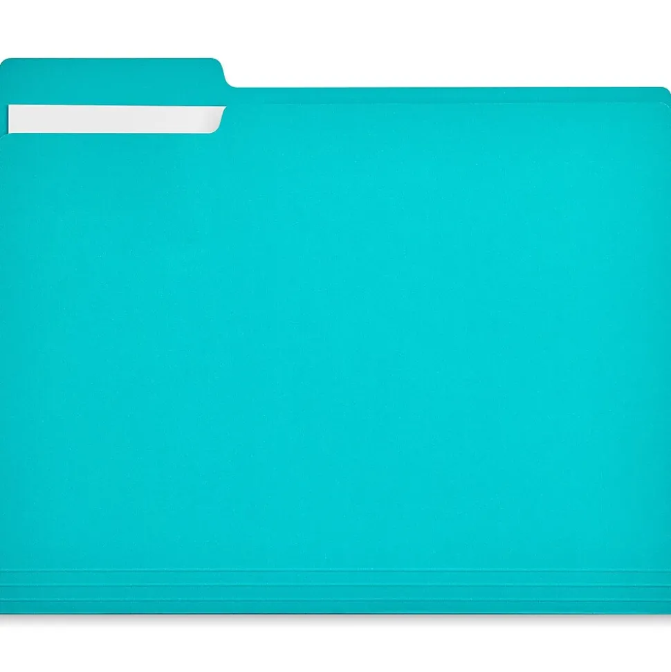Staples File Folder, 1/3-Cut Tab, Letter Size, Teal, 100/Box (ST62567)