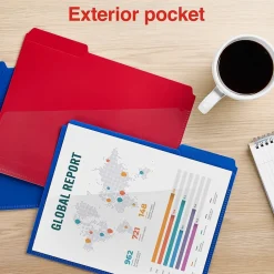 Staples File Folder, 1/3-Cut Tab, Letter Size, Plastic, Assorted Colors, 30/Box (ST62541)