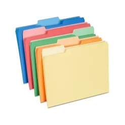Staples File Folders, 1/3-Cut Tab, Letter Size, Assorted, 100/Box (ST378995-CC)