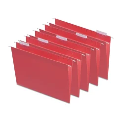Staples® Hanging File Folders, 1/5-Cut Tab, Letter Size, Red, 25/Box (ST163535-CC)