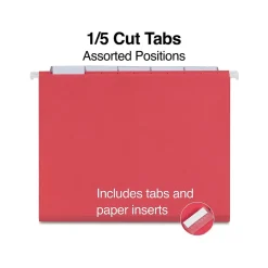 Staples® Hanging File Folders, 1/5-Cut Tab, Letter Size, Red, 25/Box (ST163535-CC)