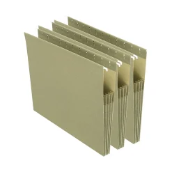 Staples Hanging File Pockets, 3.5" Expansion, Staight Cut, Letter Size, Standard Green, 4/Box (ST260828-CC)