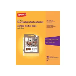 Staples Heavyweight Sheet Protectors, 8.5" x 11", Clear, 100/Box, 5 Boxes/Case (13860CT)