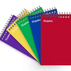 Staples Memo Pads, 3" x 5", College Ruled, Assorted Colors, 75 Sheets/Pad, 5 Pads/Pack (TR11491)