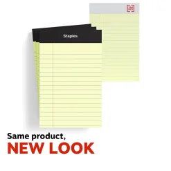 Staples® Mini Legal Notepad, 3" x 5", Narrow Ruled, Canary, 50 Sheets/Pad, 3/Pack (36312)