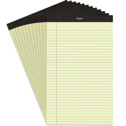 Staples Notepad, 8.5" x 14", Wide Ruled, Canary, 50 Sheets/Pad, Dozen Pads/Pack (ST57301)