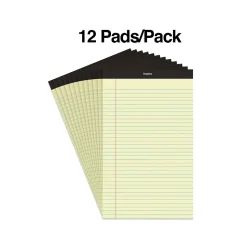 Staples Notepad, 8.5" x 14", Wide Ruled, Canary, 50 Sheets/Pad, Dozen Pads/Pack (ST57301)