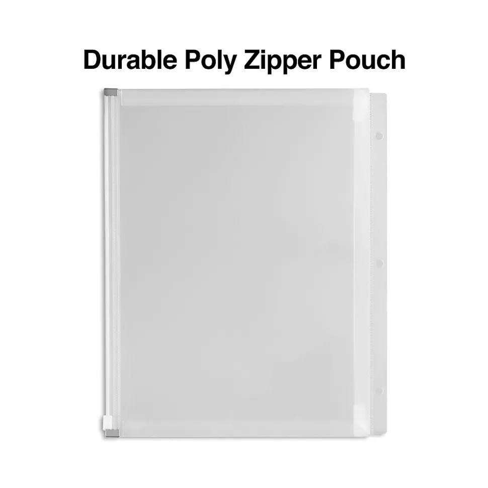 Staples Poly Zipper Pouch, 3-Hole Punched, Clear (ST26190-CC)