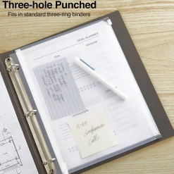 Staples Poly Zipper Pouch, 3-Hole Punched, Clear (ST26190-CC)