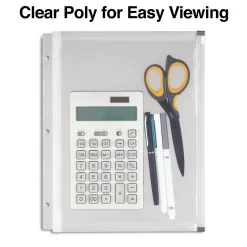 Staples Poly Zipper Pouch, 3-Hole Punched, Clear (ST26190-CC)