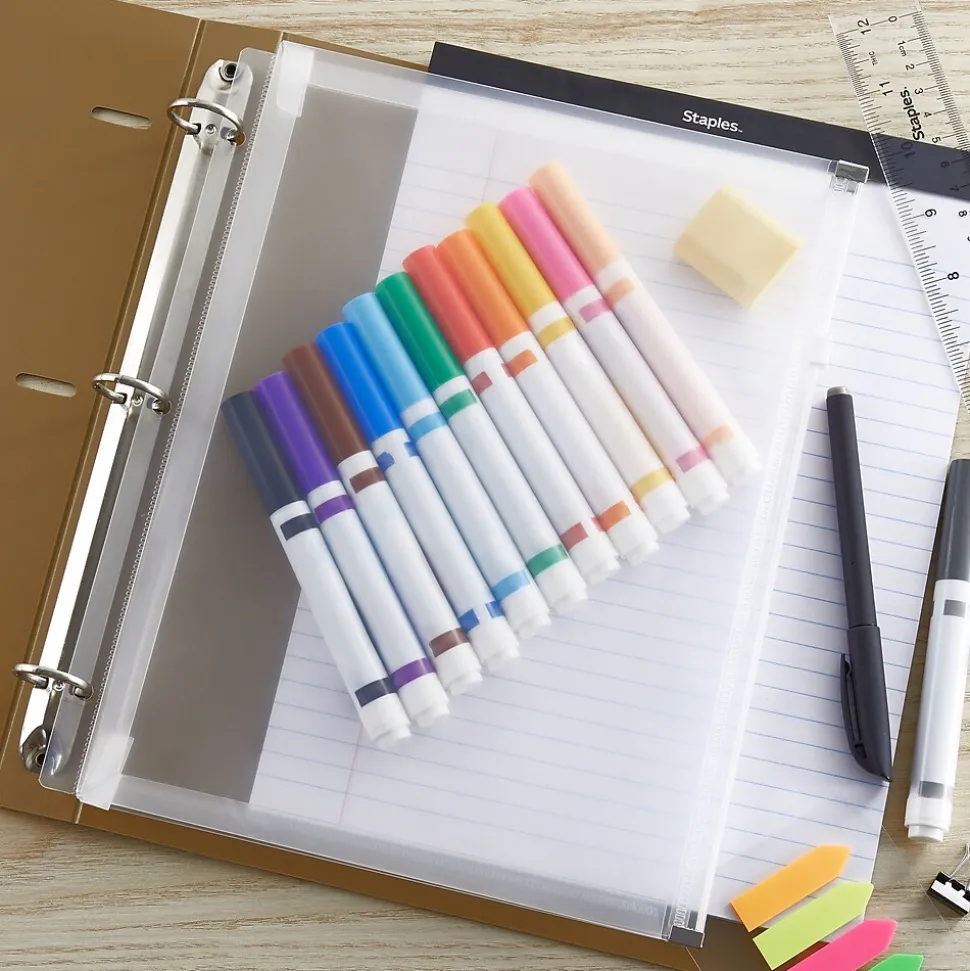 Staples Poly Zipper Pouch, 3-Hole Punched, Clear (ST26190-CC)