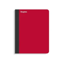 Staples® Premium Composition Notebooks, 7.5" x 9.75", College Ruled, 100 Sheets, Red (TR58344M CC)