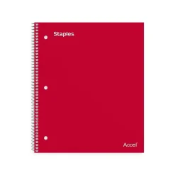 Staples Premium 2-Subject Notebook, 8.5" x 11", College Ruled, 120 Sheets, Red (TR58312)
