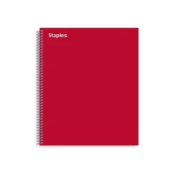 Staples® Premium 1-Subject Subject Notebooks, 8.5" x 11", College Ruled, 100 Sheets, Red (TR58357M-CC)