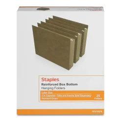 Staples Reinforced Box-Bottom Hanging File Folders, 3