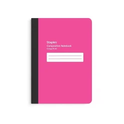 Staples Small Composition Notebook, 5" x 7", College Ruled, 80 Sheets, Pink (ST24491)