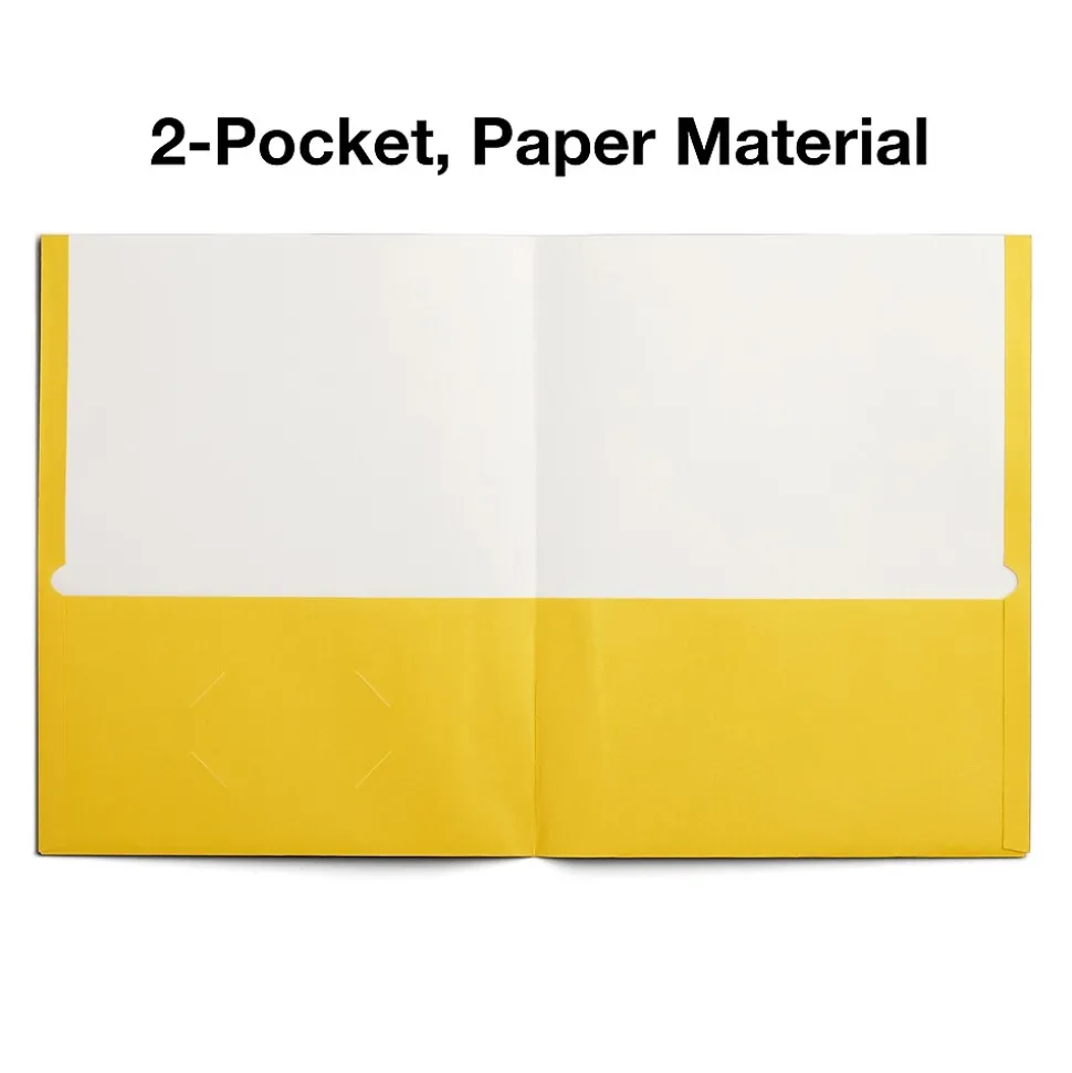Staples Smooth 2-Pocket Paper Folder, Yellow, 25/Box (27538-CC)