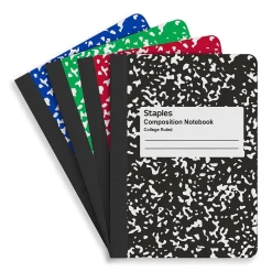 Staples 1-Subject Composition Notebooks, 3.25" x 4.5", College Ruled, 80 Sheets, Assorted Colors, 2/Pack (ST17501C)