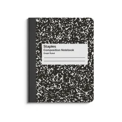 Staples 1-Subject Composition Notebook, 7.5" x 9.75", Graph Ruled, 80 Sheets, Black (ST55072C)