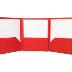 Staples Tri-Fold Folders, Red, 5/Pack (23300)