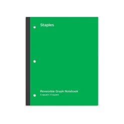 Staples Wireless 1-Subject Notebook, 8.5" x 11", Graph Ruled, 80 Sheets, Green (ST58384C)