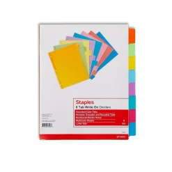 Staples Write-On Dividers, 8-Tab, Assorted Colors (13513/23181)