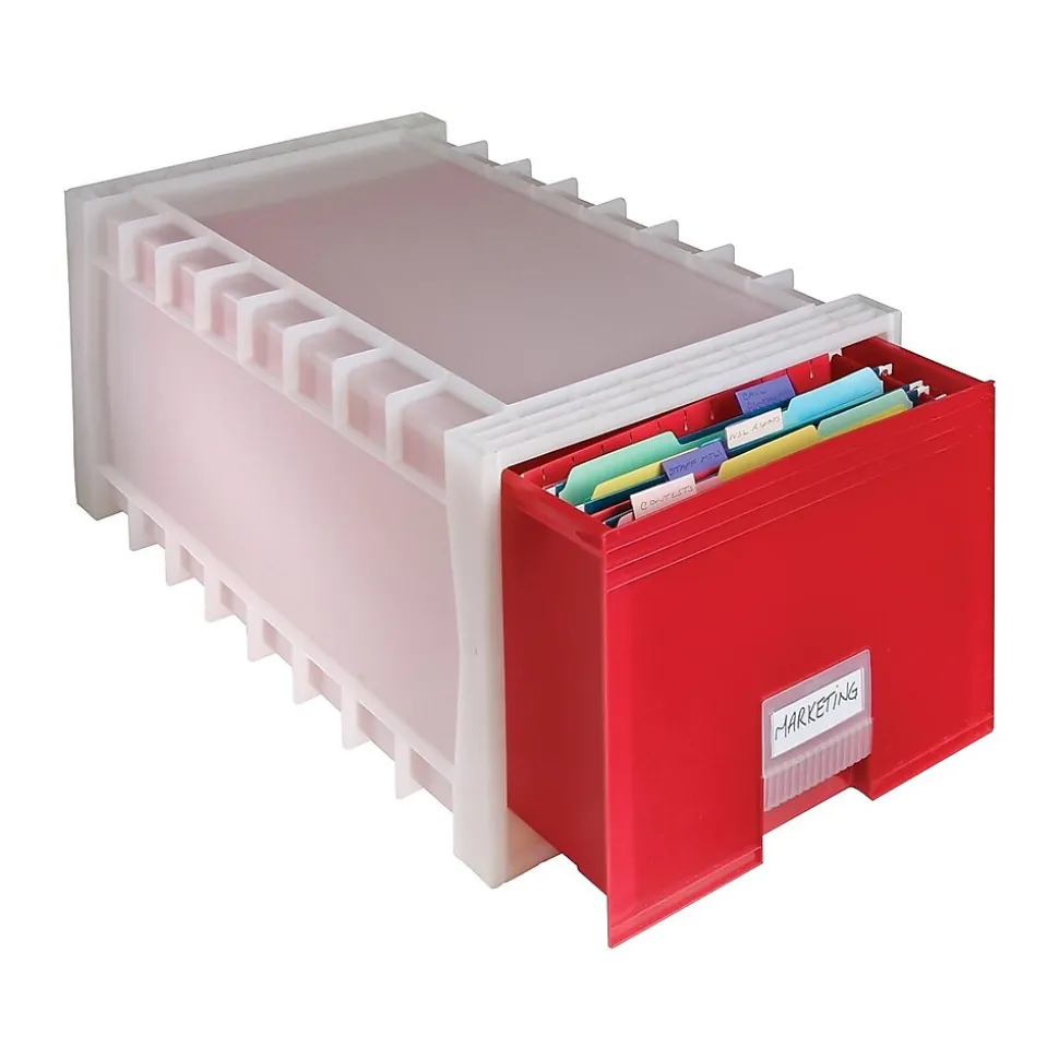 Storex Plastic Drawer, Letter/Legal Size, Red (61105U01C)
