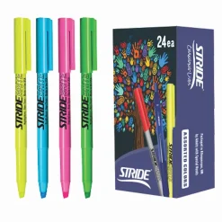 StrideBrite Stick Highlighters, Chisel Tip, Assorted Colors, 24/Pack (47024)