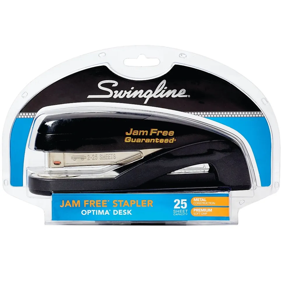 Swingline® Optima® Desk Stapler, 25 Sheet Capacity, Graphite Black (87800)