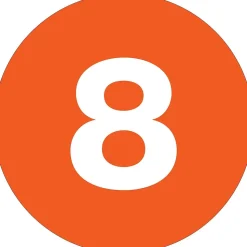 Tape Logic 1" Circle "8" Number Label, Orange, 500/Roll