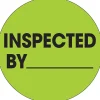 Tape Logic 2" Circle "Inspected By" Label, Fluorescent Green, 500/Roll