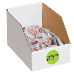 Tape Logic 2" Circle "Inspected By" Label, Fluorescent Green, 500/Roll