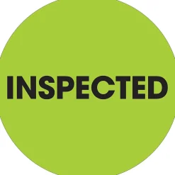 Tape Logic 2" Circle "Inspected" Label, Fluorescent Green, 500/Roll