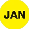 Tape Logic 2" Circle "JAN" Months of the Year Label, Fluorescent Yellow, 500/Roll