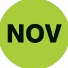 Tape Logic 2" Circle "NOV" Months of the Year Label, Fluorescent Green, 500/Roll